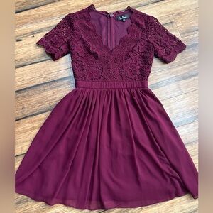 Elegant Lace cranberry colored Dress